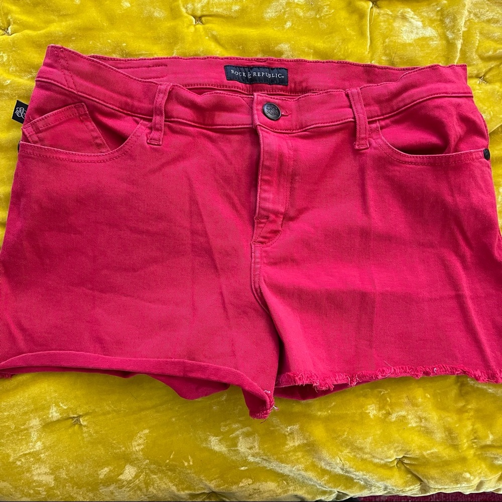Rock & Republic Size 16 Red Denim Shorts